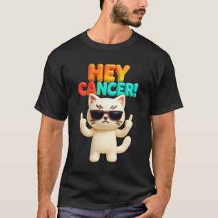 T-shirt Hey Cancer F U Funny Mème Chat Doigt Moyen Doigt C