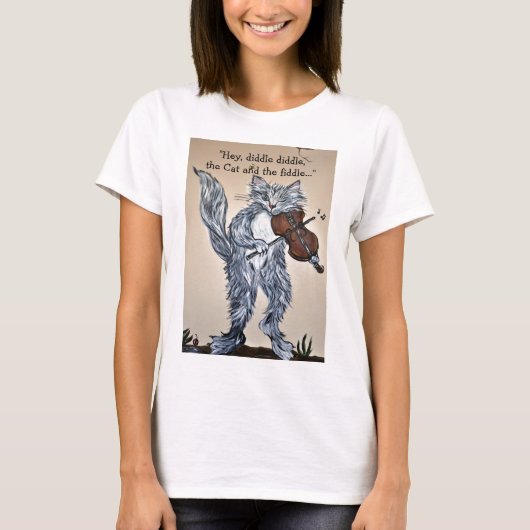 T-shirt "Hey, Diddle Diddle, le chat et la brosse" (Devant)