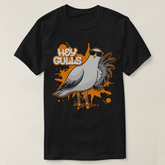 T-shirt Hey Gulls Funny Seagulls Sea Bird (Design devant)