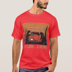 T-shirt Hey Regardez Un Menu Drôle Camping Ours Vintage Es