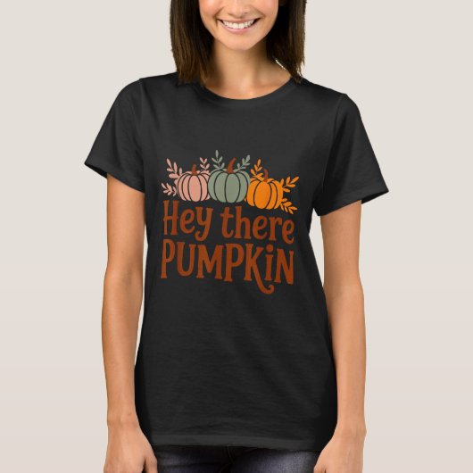 T-shirt Hey There Pumpkin,trendy Fall Autumn Halloween Ret (Devant)
