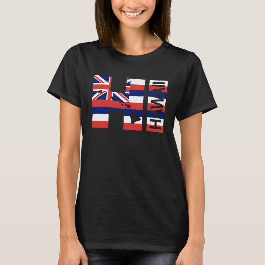 T-shirt HI Hawaii Islands Hawaiian Flag Beach (Devant)