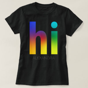 T-shirt Hi Rainbow Gay LGBT Queer Nom Customisé tendance
