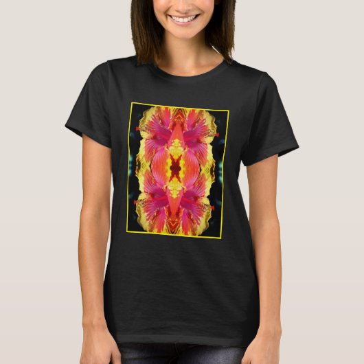 T-shirt Hibiscus coloré Fleur Fermer Abstrait (Devant)