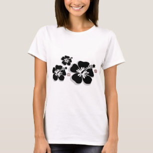 T-shirt Hibiscus gris noir