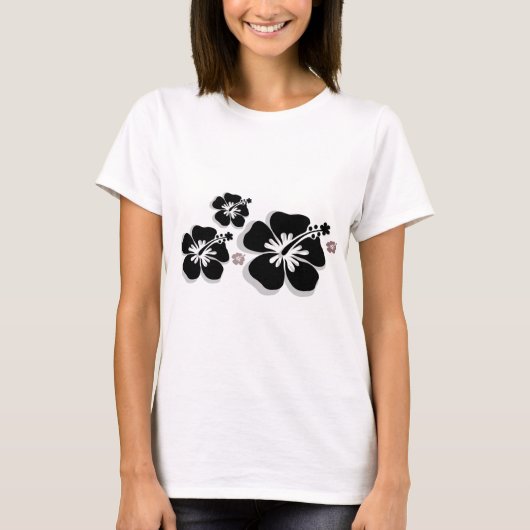T-shirt Hibiscus gris noir (Devant)