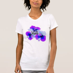 T-shirt Hibiscus Hawaïen Violet Bleu Floral Pono en vie