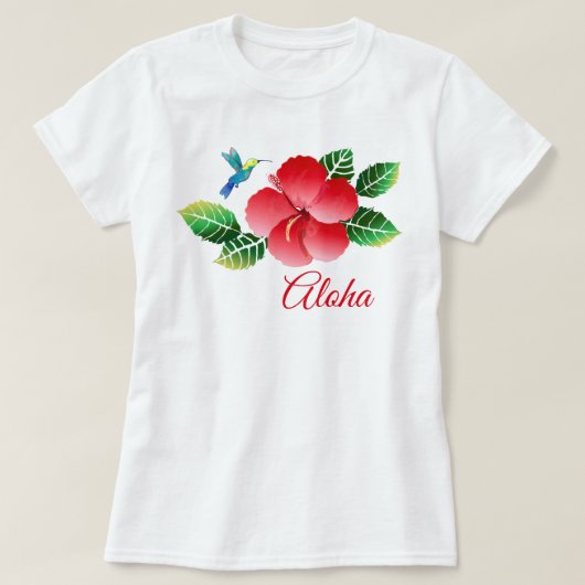 T-shirt Hibiscus Hawaiian Tropical Floral (Design devant)