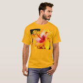 T-shirt Hibiscus orange Vue latérale Unisex (Devant entier)