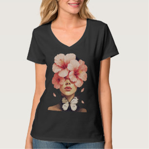 T-shirt Hibiscus & Papillon – Floral Botanique Moderne