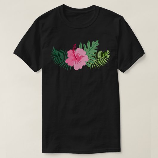 T-shirt Hibiscus Rose Fleur Hommes Femmes Et Enfants Style (Design devant)