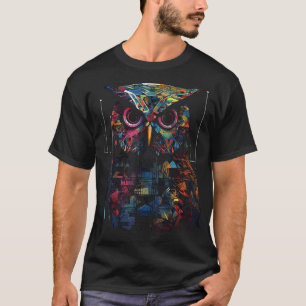 T-shirt Hibou Amoureux des animaux géométrique - Oiseau co