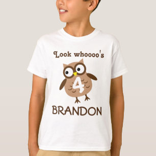 T-shirt Hibou bronzage unisexe A04 de 4ème anniversaire