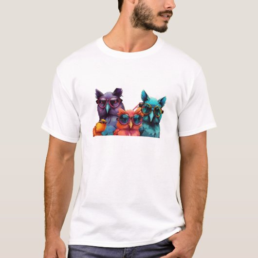 T-shirt hibou coloré (Devant)