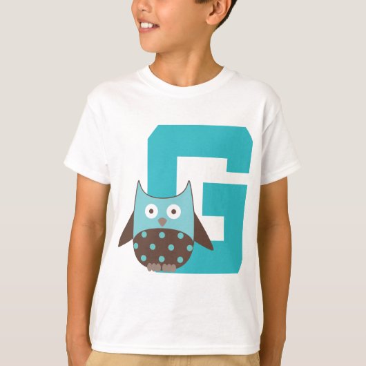 T-shirt Hibou d'alphabet de la lettre G de monogramme (Devant)