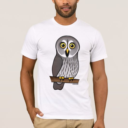 T-shirt Hibou de grand gris mignon (Devant)