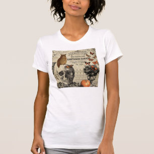 T-shirt Hibou et crâne vintages modernes de Halloween