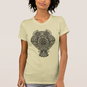 T-shirt Hibou fleuri tiré par la main inspiré