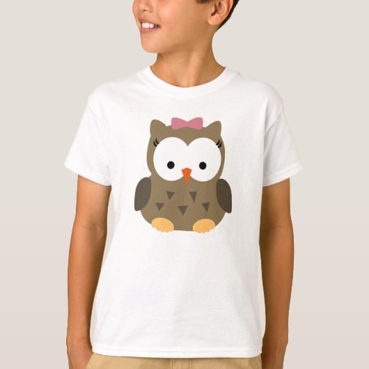 T-shirt Hibou mignon de bébé avec l'arc rose (Devant)