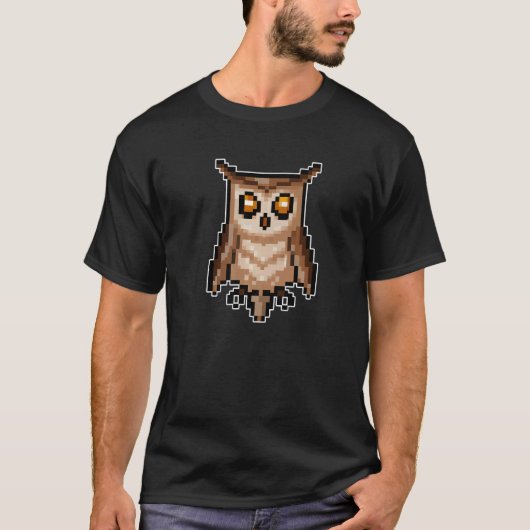 T-shirt Hibou Pixel Style de jeu rétro (Devant)