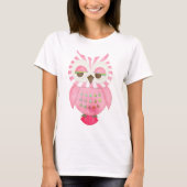 T-shirt Hibou rayé rose (Devant)