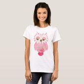 T-shirt Hibou rayé rose (Devant entier)