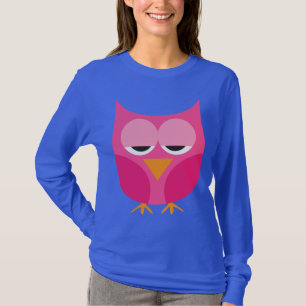 T-shirt Hibou rose somnolent mignon