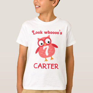 T-shirt Hibou rouge unisexe A07 de 7ème anniversaire