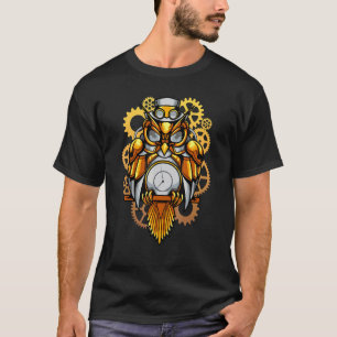T-shirt Hibou Steampunk Mécanique - Engrenage Rétro Futuri