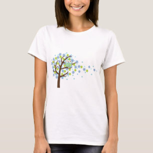 T-shirt Hibou venteux bleu d'arbre