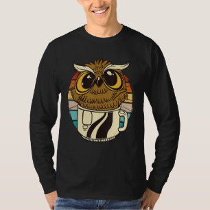 T-shirt Hibou vintage à l'intérieur d'une tasse de café no