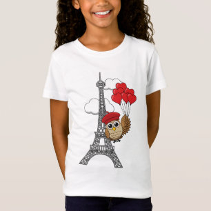 T-Shirt Hibou volant avec des ballons de coeur à Paris