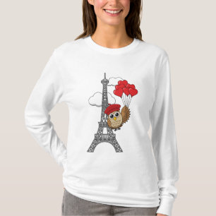 T-shirt Hibou volant avec des ballons de coeur à Paris