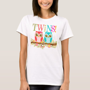 T-shirt Hiboux de bébé - jumeaux de garçon et de fille
