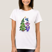 T-shirt Hiboux de Noël arbre de vacances (Devant)