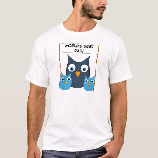 T-shirt Hiboux mignons - "le meilleur papa du monde !" - (Devant)