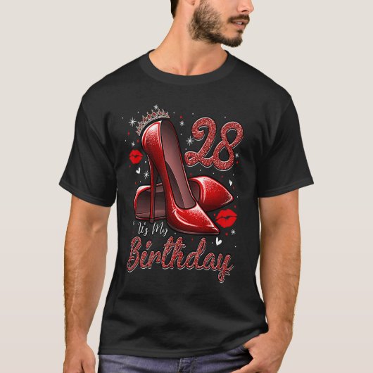 T-shirt High Heels Stepping Into My 28th Birthday 28 and F (Devant)