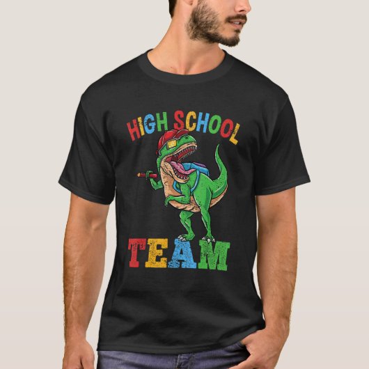 T-shirt High School Team Rex Dinosaur Back To School Boys  (Devant)