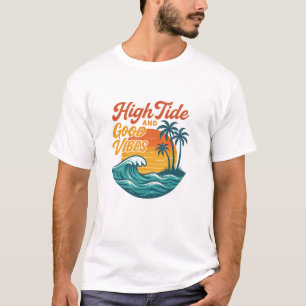 T-shirt High Tide & Good Vibes - Surf Vintage Sunset Tee