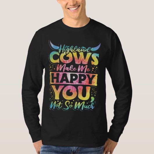 T-shirt Highland Cattle Cute Highland Cows Make Me Happy f (Devant)