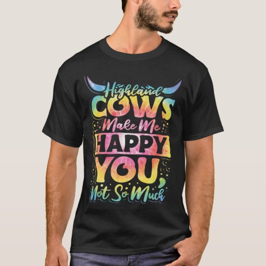 T-shirt Highland Cattle Cute Highland Cows Make Me Happy f (Devant)