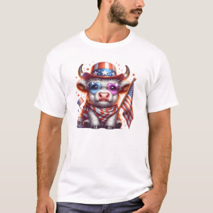 T-shirt Highland Cow 4th July Sublimation Clipart-60643