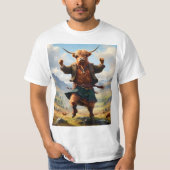T-shirt Highland Cow Dansant Le Highland Fling, (Devant)