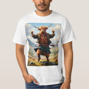 T-shirt Highland Cow Dansant Le Highland Fling,