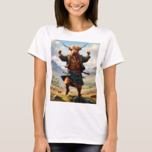 T-shirt Highland Cow Dansant Le Highland Fling,