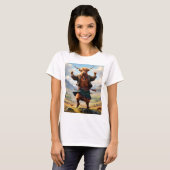 T-shirt Highland Cow Dansant Le Highland Fling, (Devant entier)