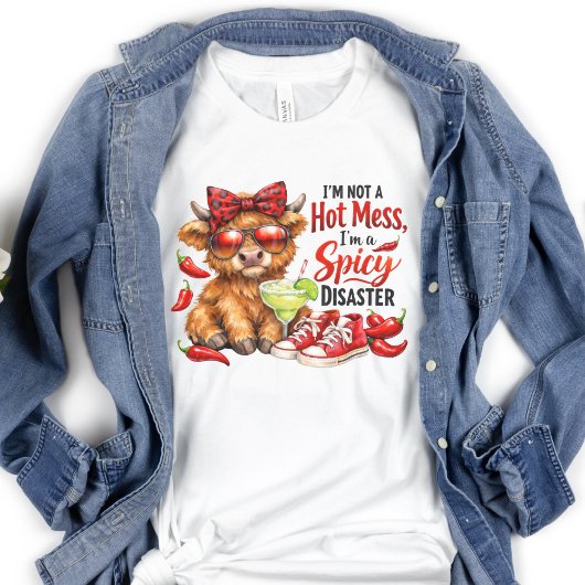 T-shirt Highland Cow Hot Mess Funny Humorous Sarcastic