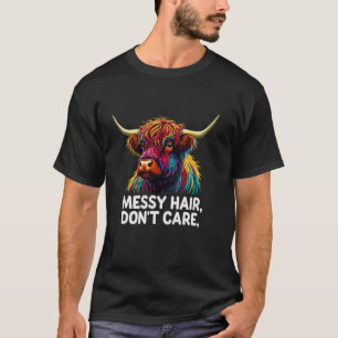 T-shirt Highland Cow Messy Cheveux coloré