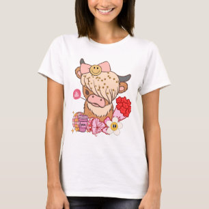 T-shirt Highland Cow valentine, Western valentine, Xoxo