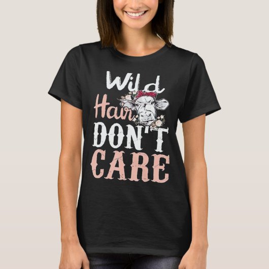 T-shirt Highland Cow Wild Hair Don't Care (Devant)